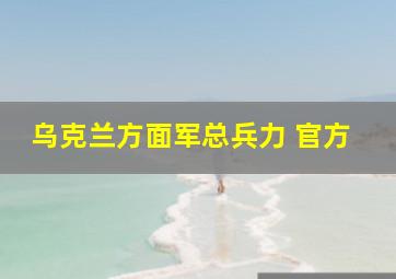 乌克兰方面军总兵力 官方